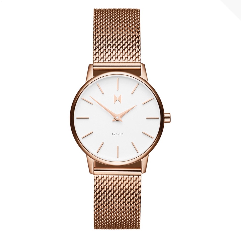 Gently used MVMT Rosegold mesh Avenue watch.